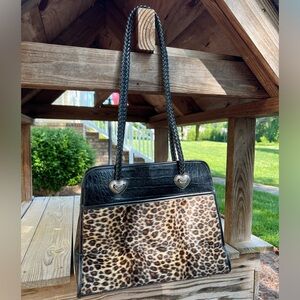 Vintage Black and Leopard Shoulder Bag